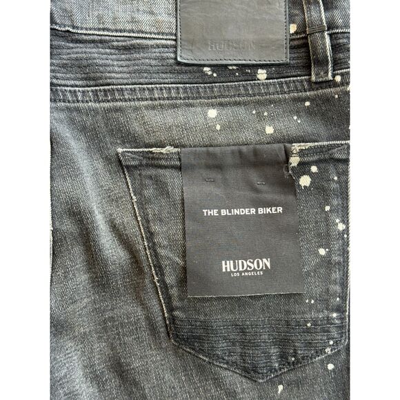 Hudson The Blinder Biker Moto Skinny Denim Jeans Charcoal Black Size 30 - Picture 6 of 8